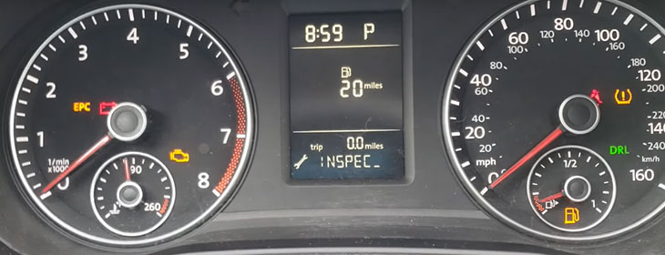 2015 vw passat inspection light meaning